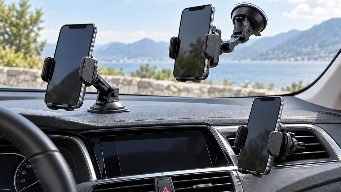 Three generic car phone holder mounting options