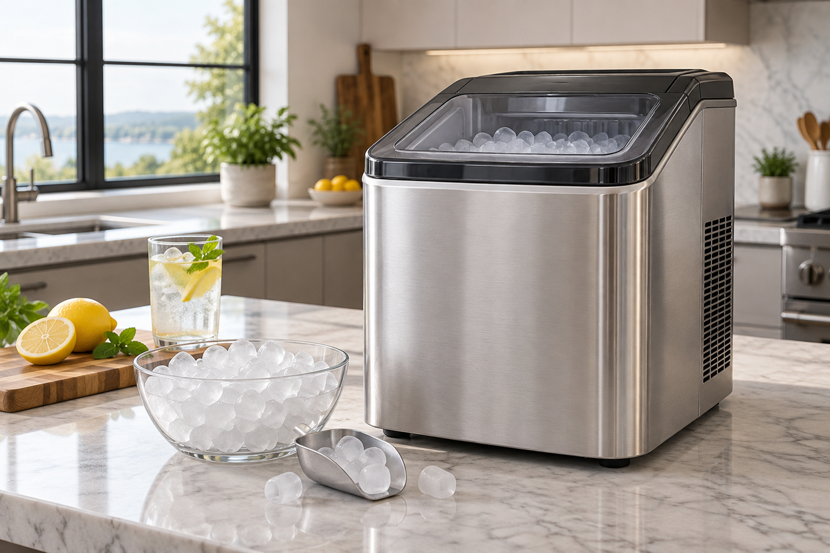 Countertop ice maker with ice bowl