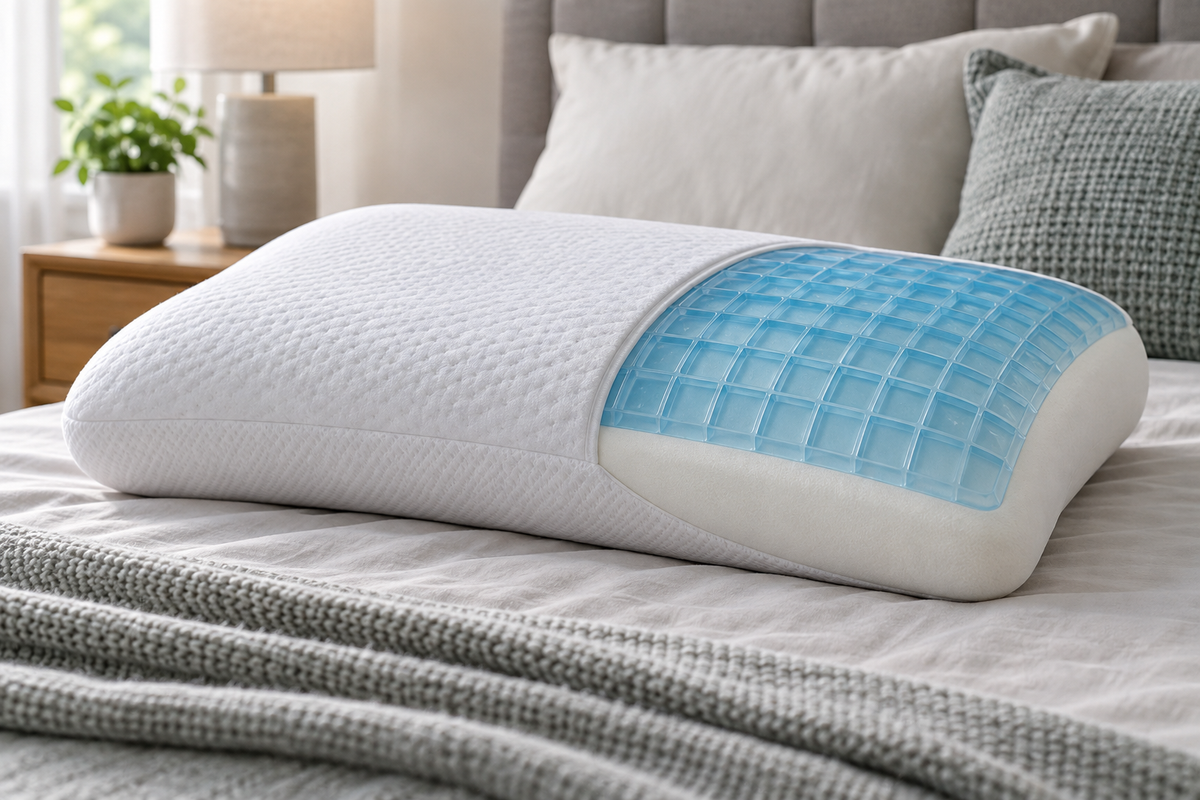 Bubble Gel Pillow in an unbranded landscape editorial image