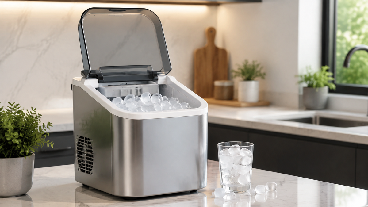 Generic countertop ice maker in a modern kitchen