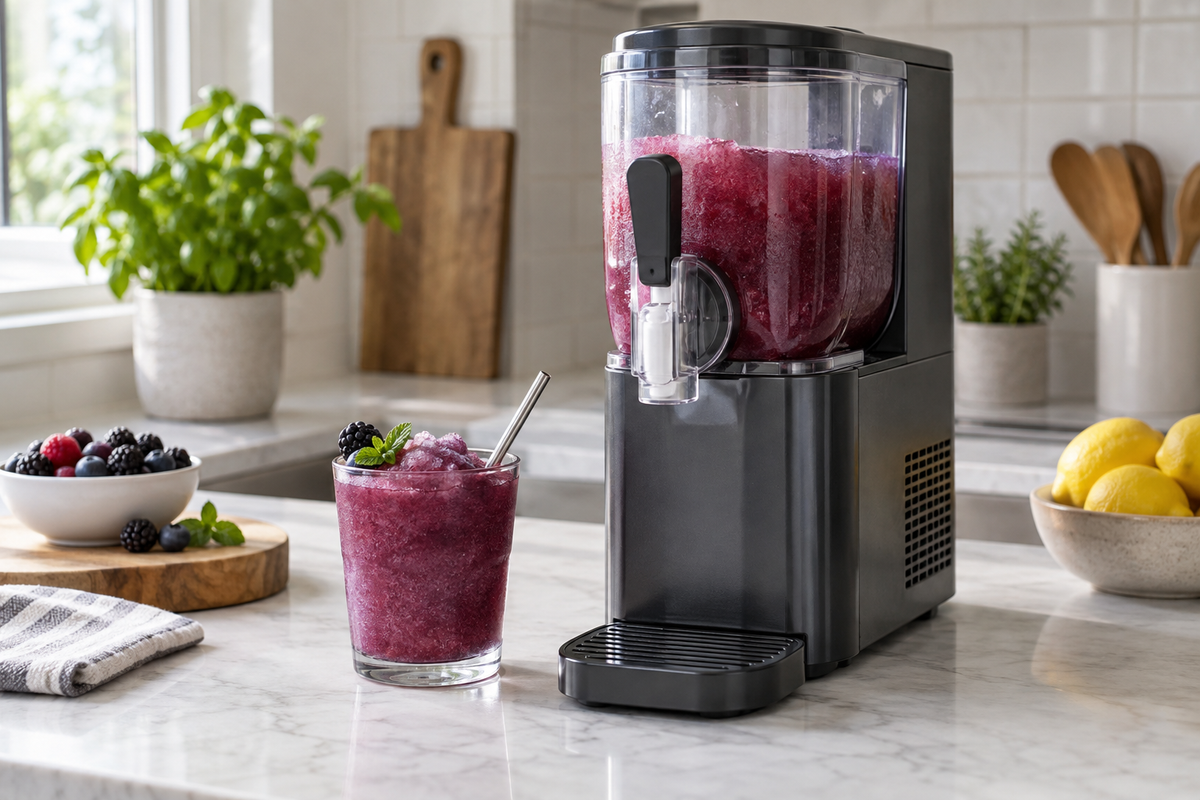 Unbranded countertop slushie maker and fruit slush