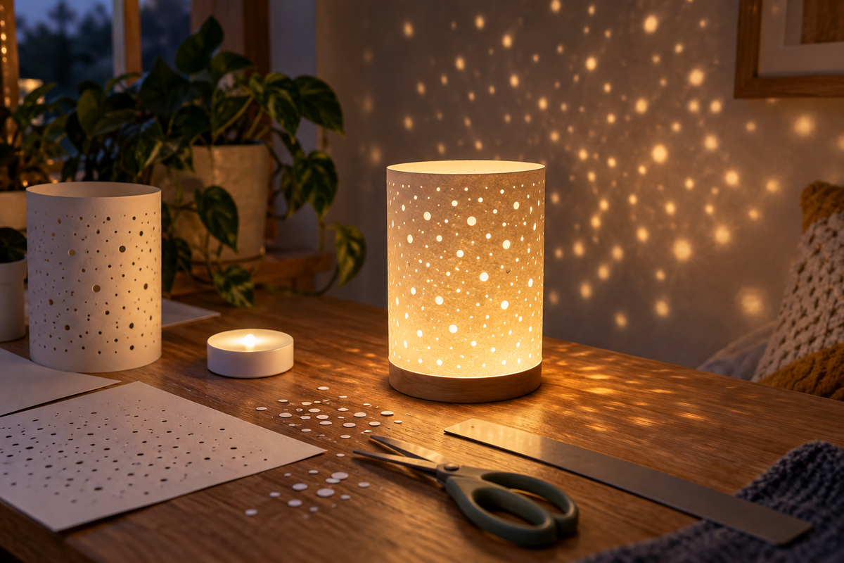 Handmade night-light projector craft on a table