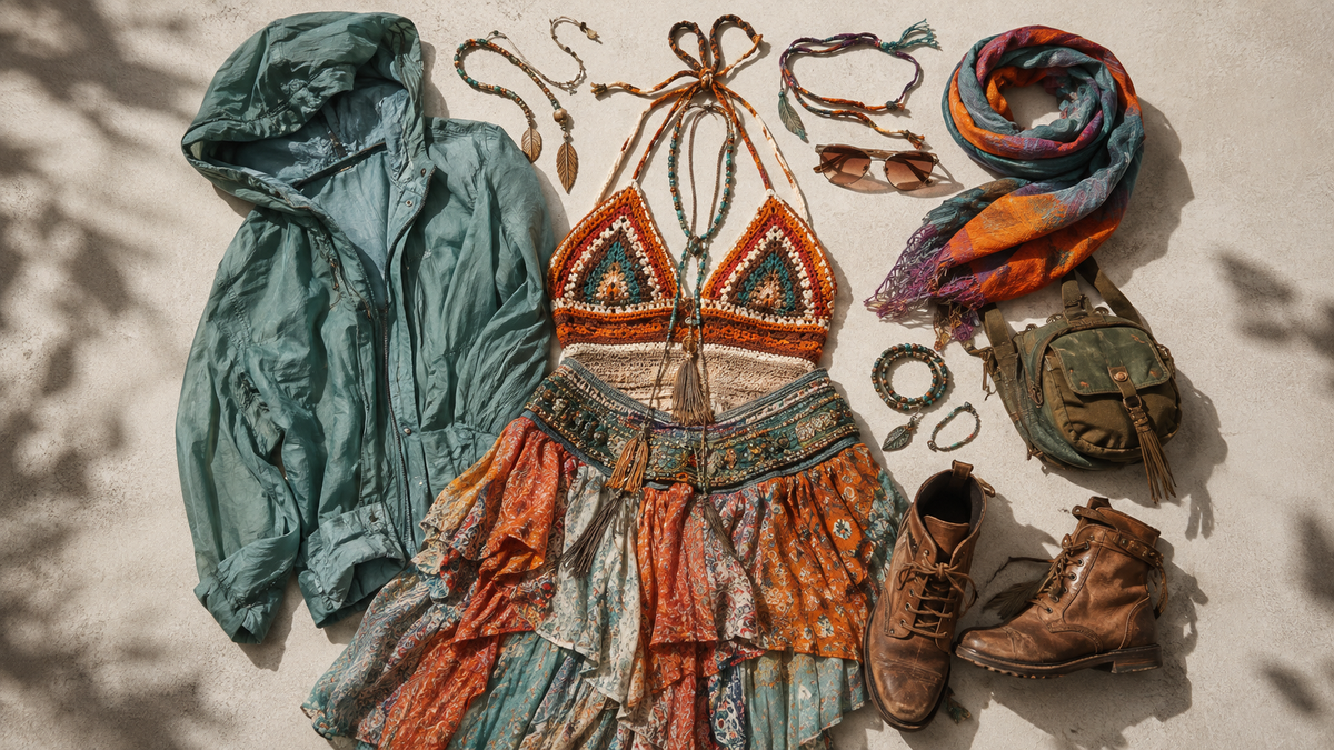 Colorful festival outfit essentials