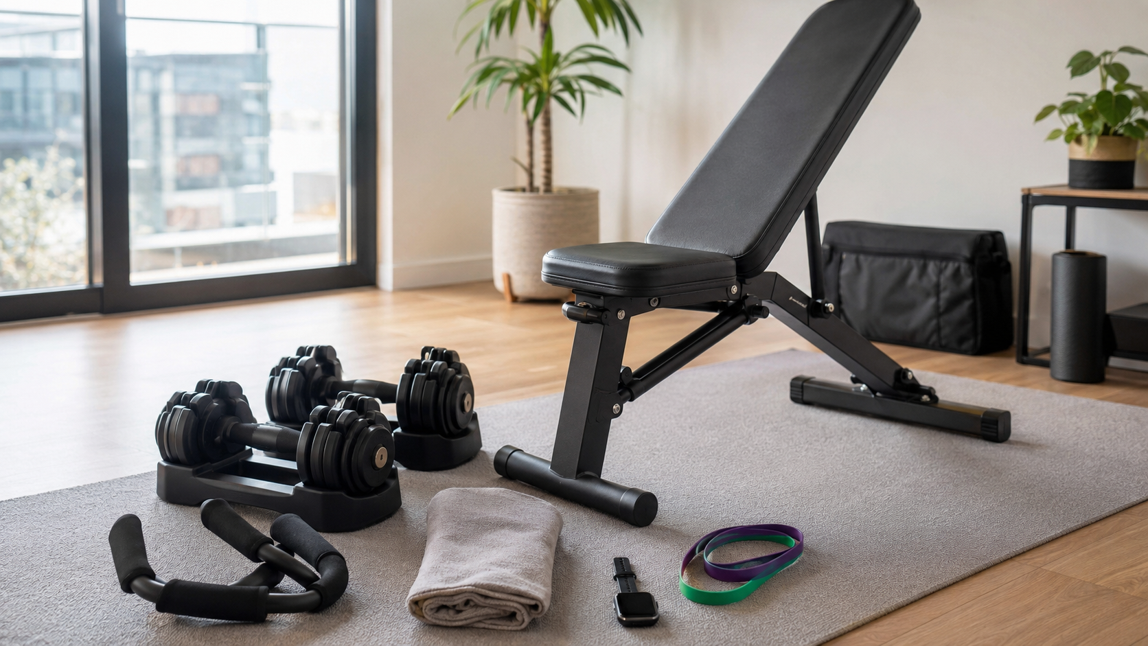Compact fitness gear for home and gym routines