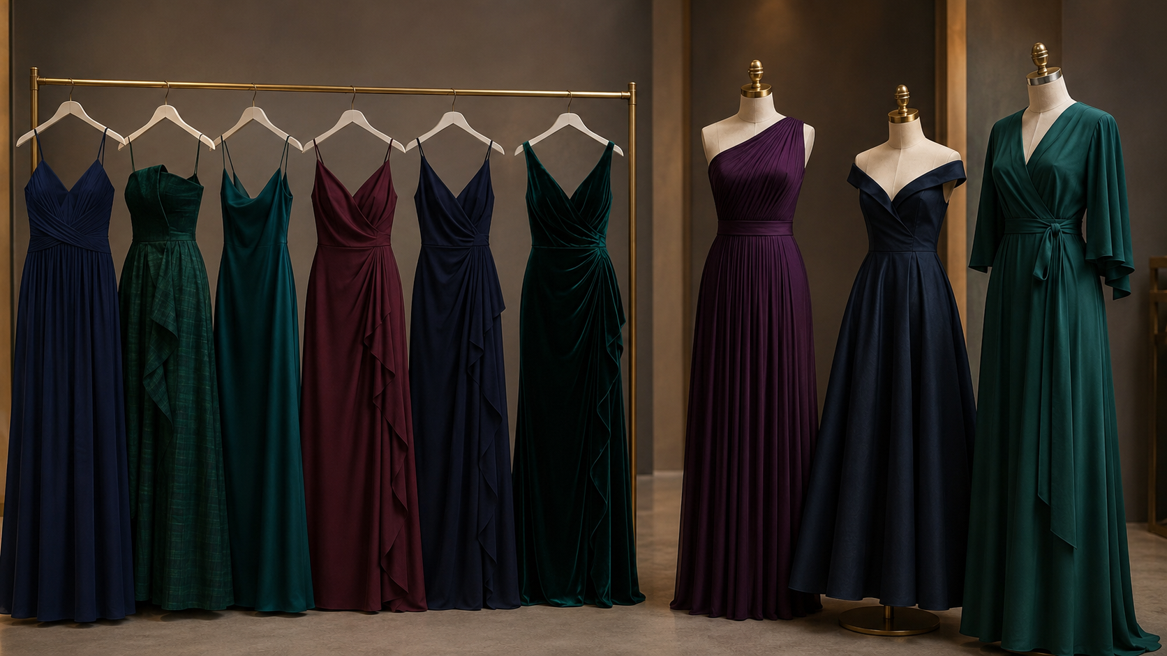 Formal dresses in sophisticated jewel tones