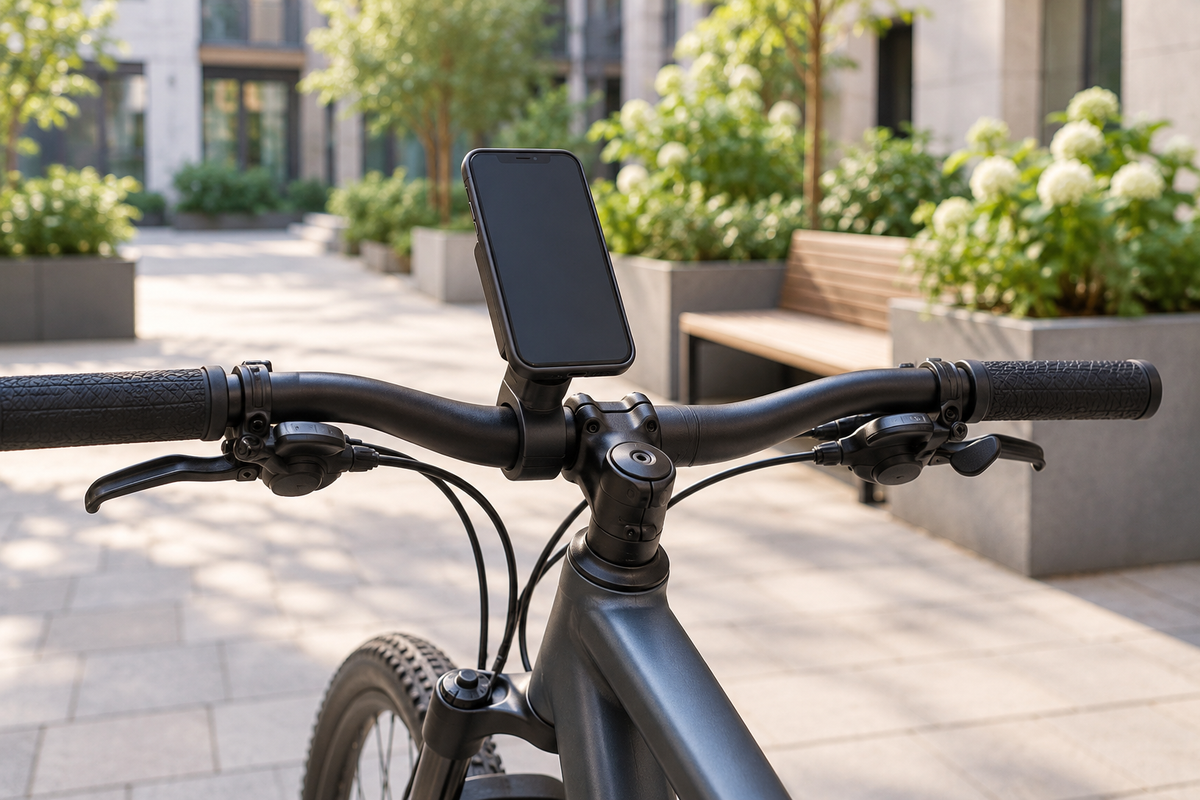 Magnetic Bike Phone Mount in an unbranded landscape editorial image
