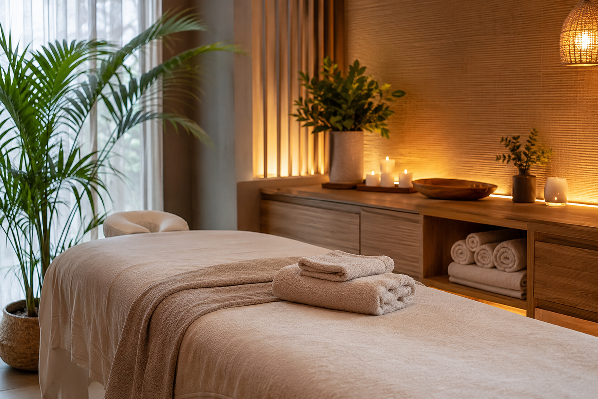 Serene generic massage spa treatment room