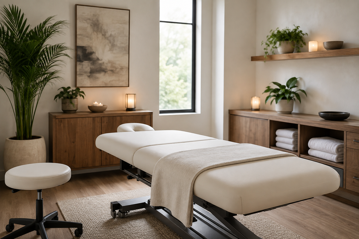Professional massage therapy treatment room