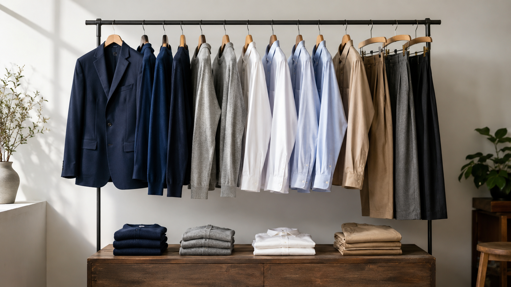Coordinated men's clothing capsule wardrobe