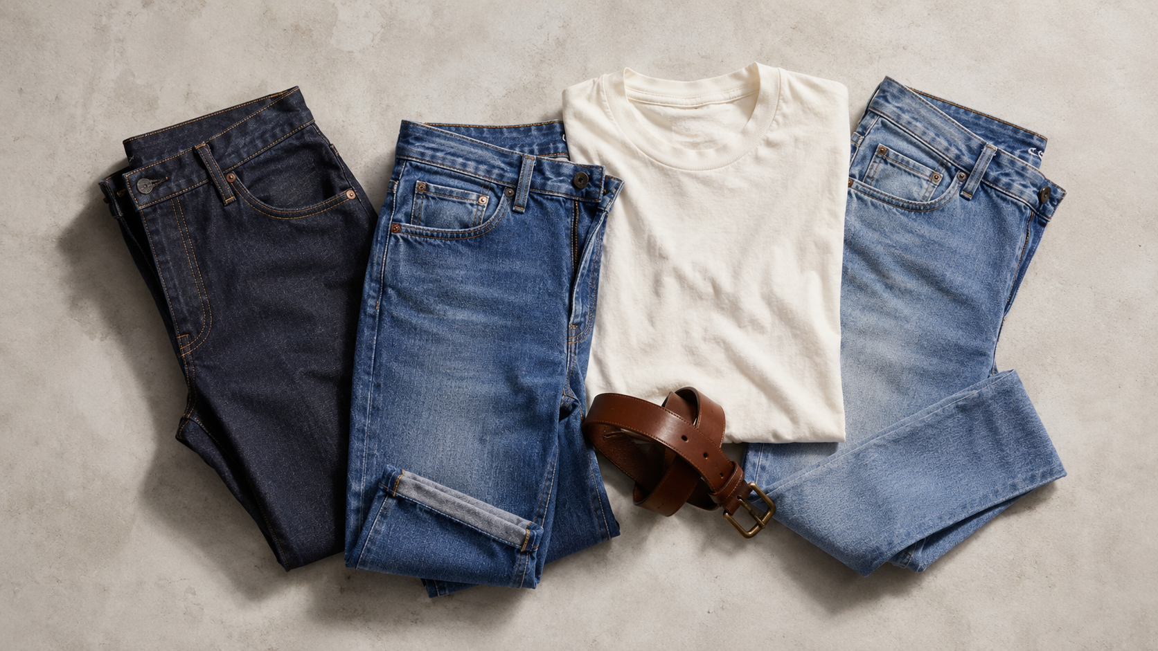 Men's jeans in several practical denim washes