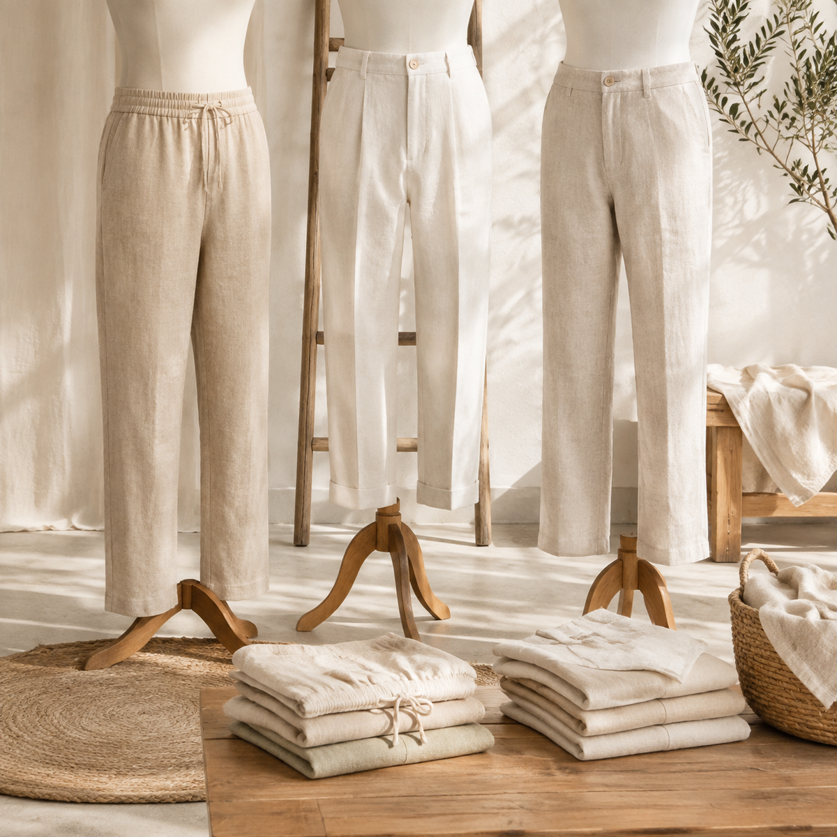 Unbranded mens linen pants in relaxed and tailored silhouettes