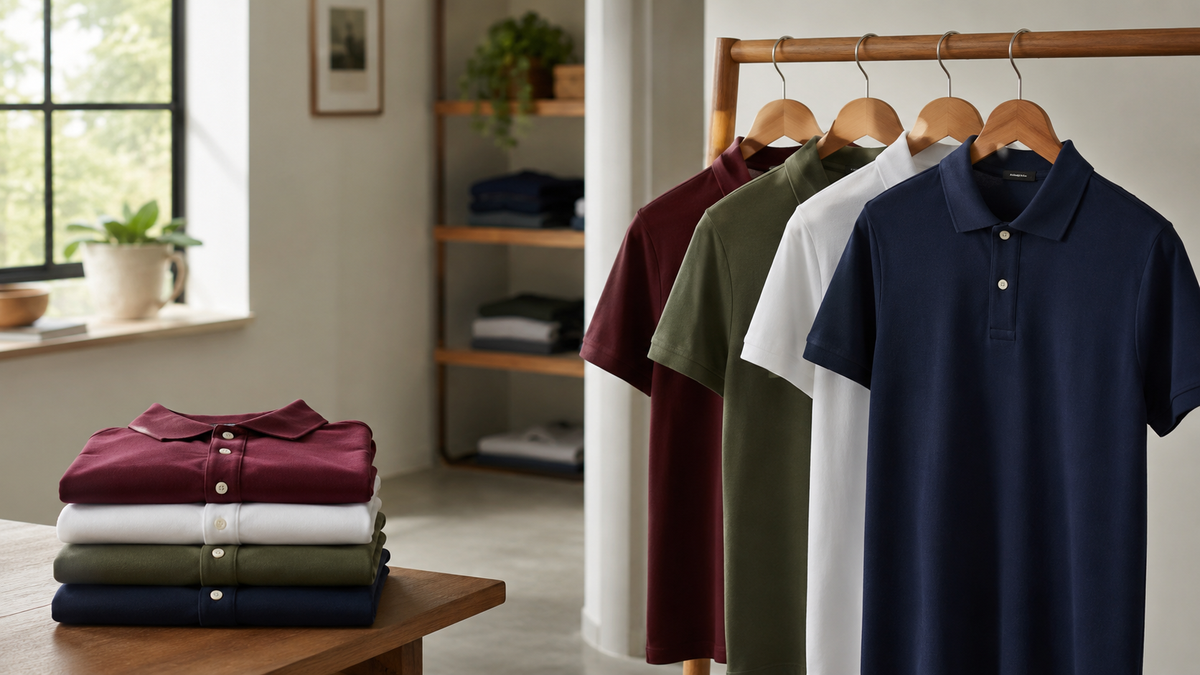 Plain polo shirts in versatile wardrobe colors