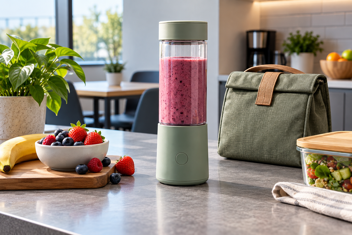 Portable blender in an office break room