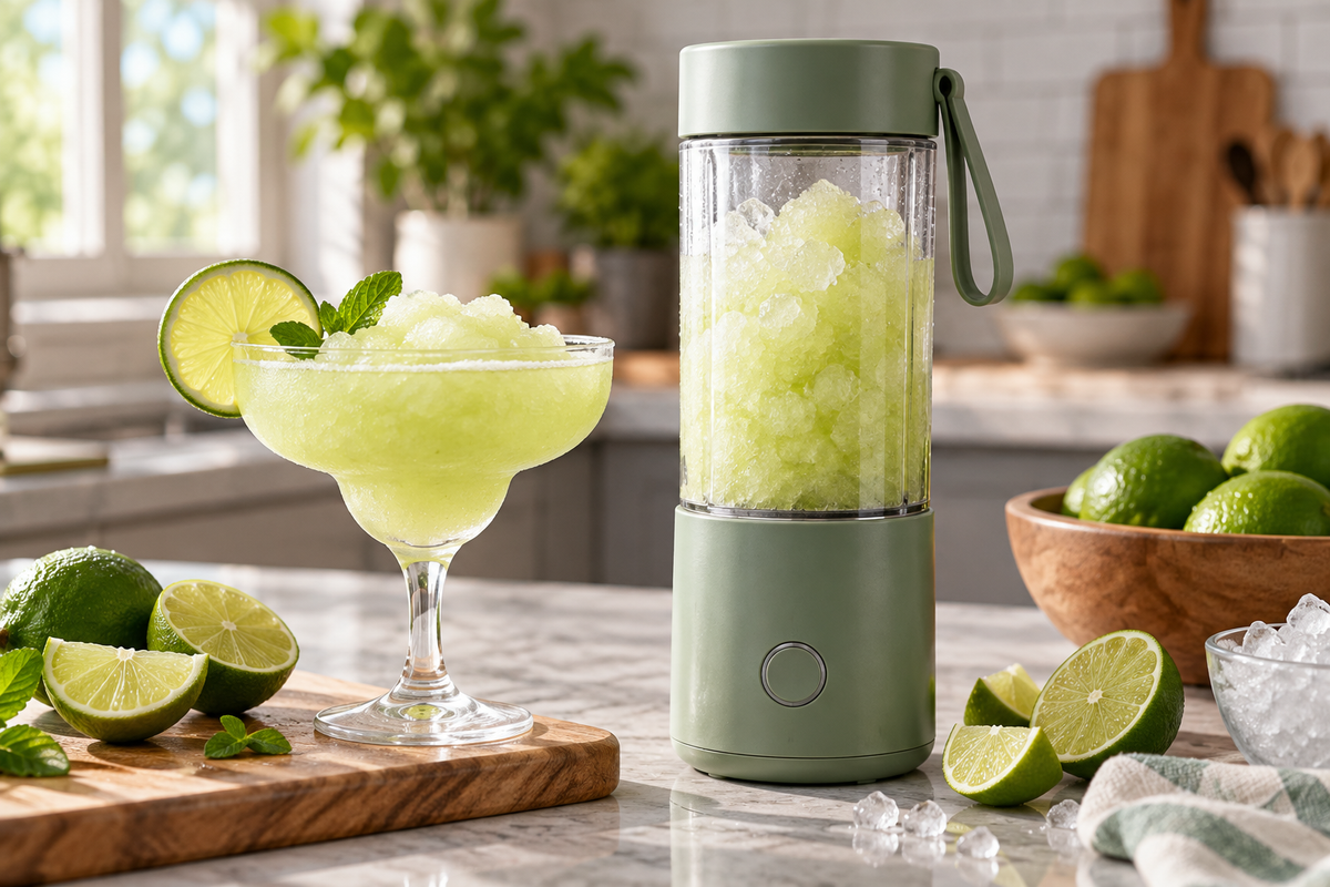 Portable blender and lime slush drink