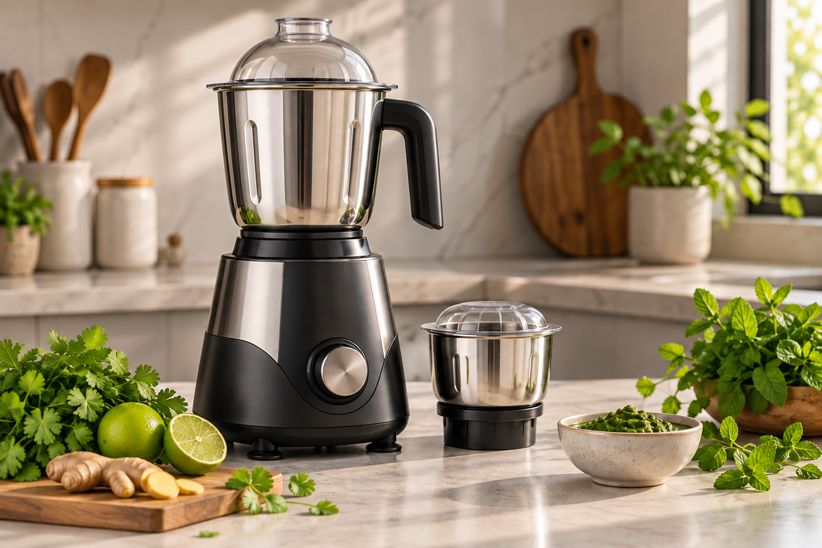 Compact mixer grinder and chutney ingredients