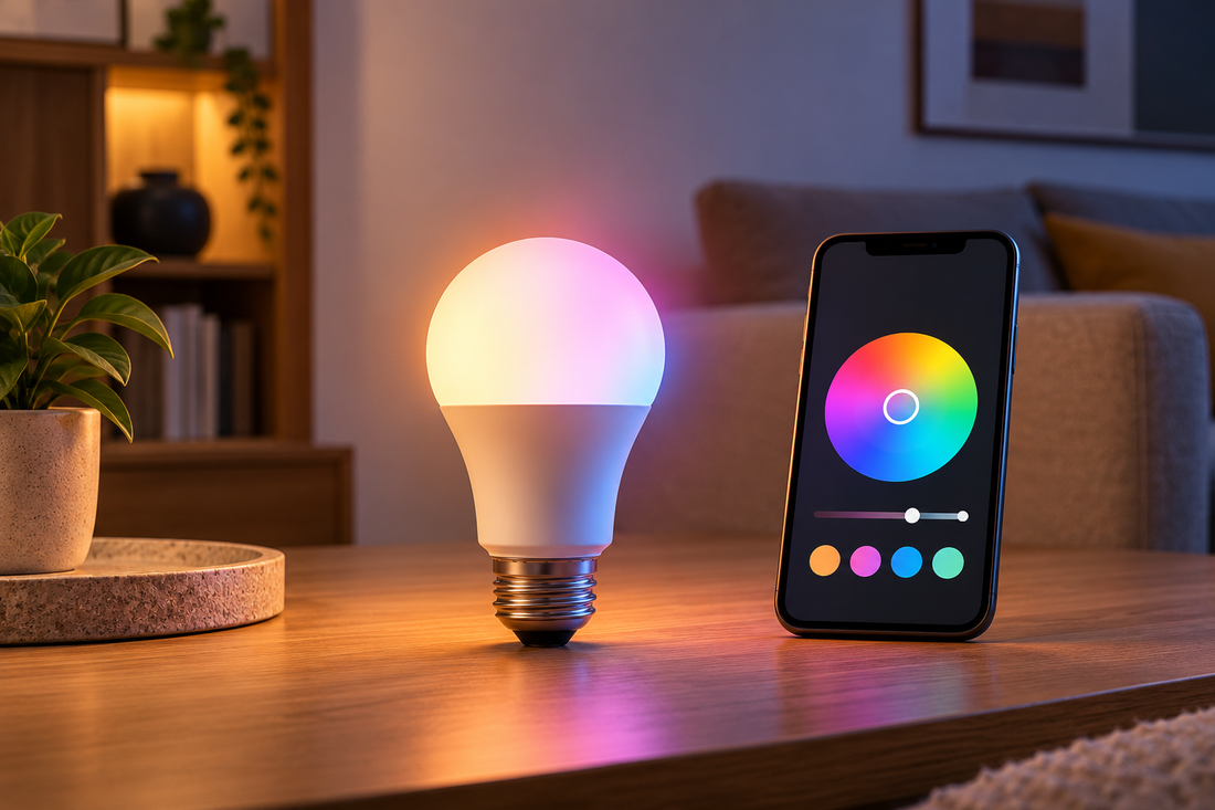 App-connected LED smart bulb with color controls