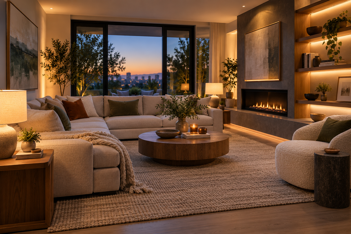 Layered ambient smart lighting in a living room