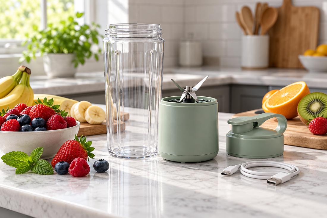 USB bottle blender with lid and charging cable
