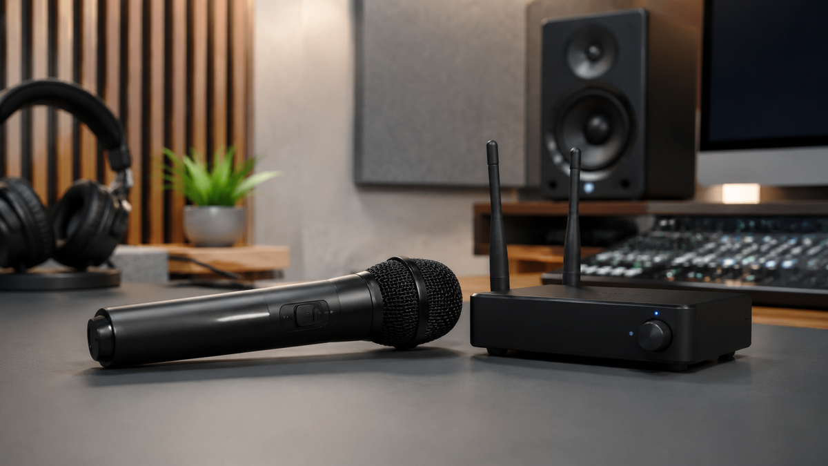 Generic wireless microphone and receiver in a home studio