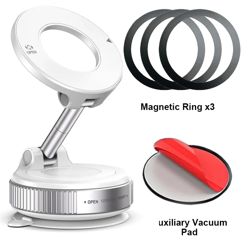 Car Phone Magnetic Stand Mechanical Vacuum Suction Cup Rotate 360° Magnetic Adsorption Bracket Navigation Universal Holder
