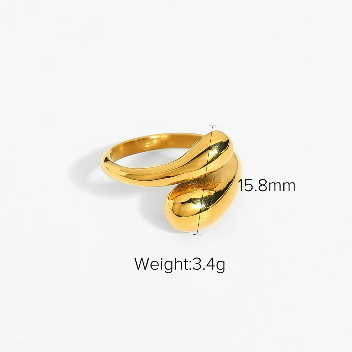 Uworld Fashion Stainless Steel Waterproof Open Ring Personality Charms PVD Real Gold 18K Plated Trendy Jewelry for Women