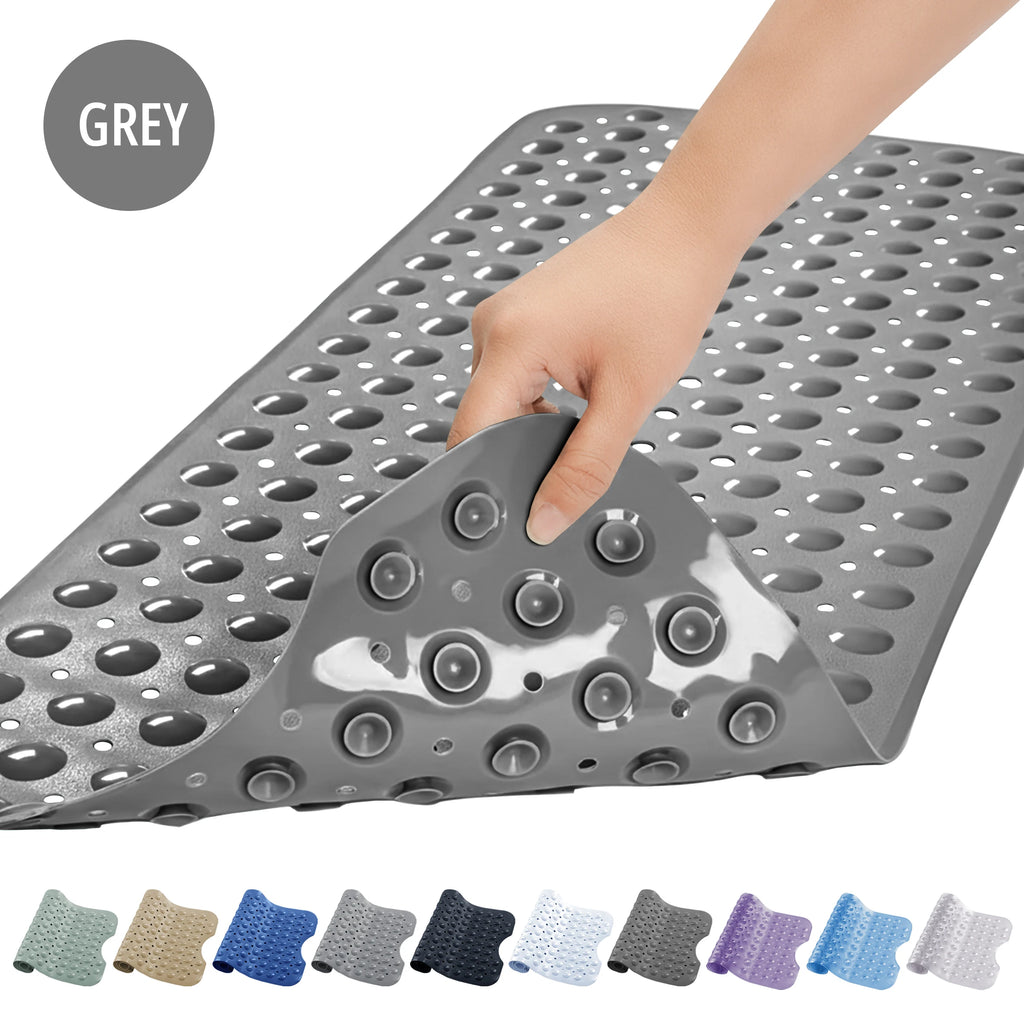 Lux Decor Collection Extra-Large 40x16" Bathtub Mat – Non-Slip Shower Mat with Suction Cups & Drain Hole-  Machine Washable Mat