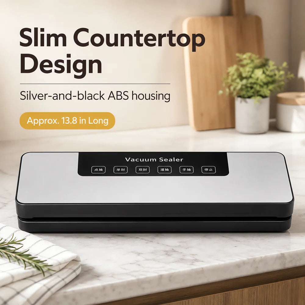 Compact Multi-Function Vacuum Sealer, 220V Dry & Moist Food Modes, One-Touch Sealing, Food-Grade ABS Construction, Extends Freshness & Reduces Waste for Home Kitchens