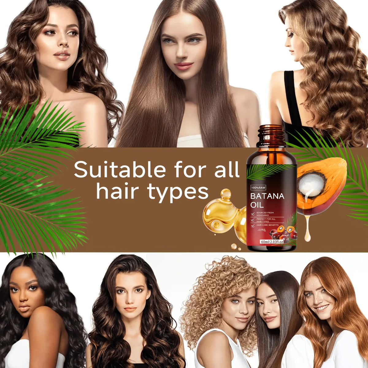 GSWP Batana Oil Hair Oil,Deep moisturizing,Making It Soft And Shiny，deep Conditioning & Strengthening.60ml/120ml