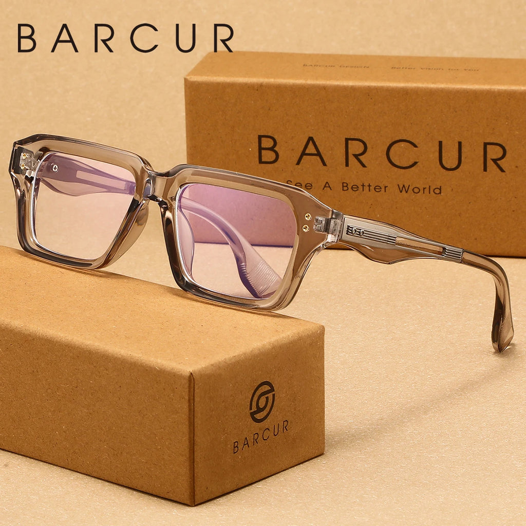 BARCUR Retro Business Style Anti Blue Light Glasses With Square Frames That Are Not Easily Deformed. Comfortable And Fashionable Accessories For Daily Study And Office Wear