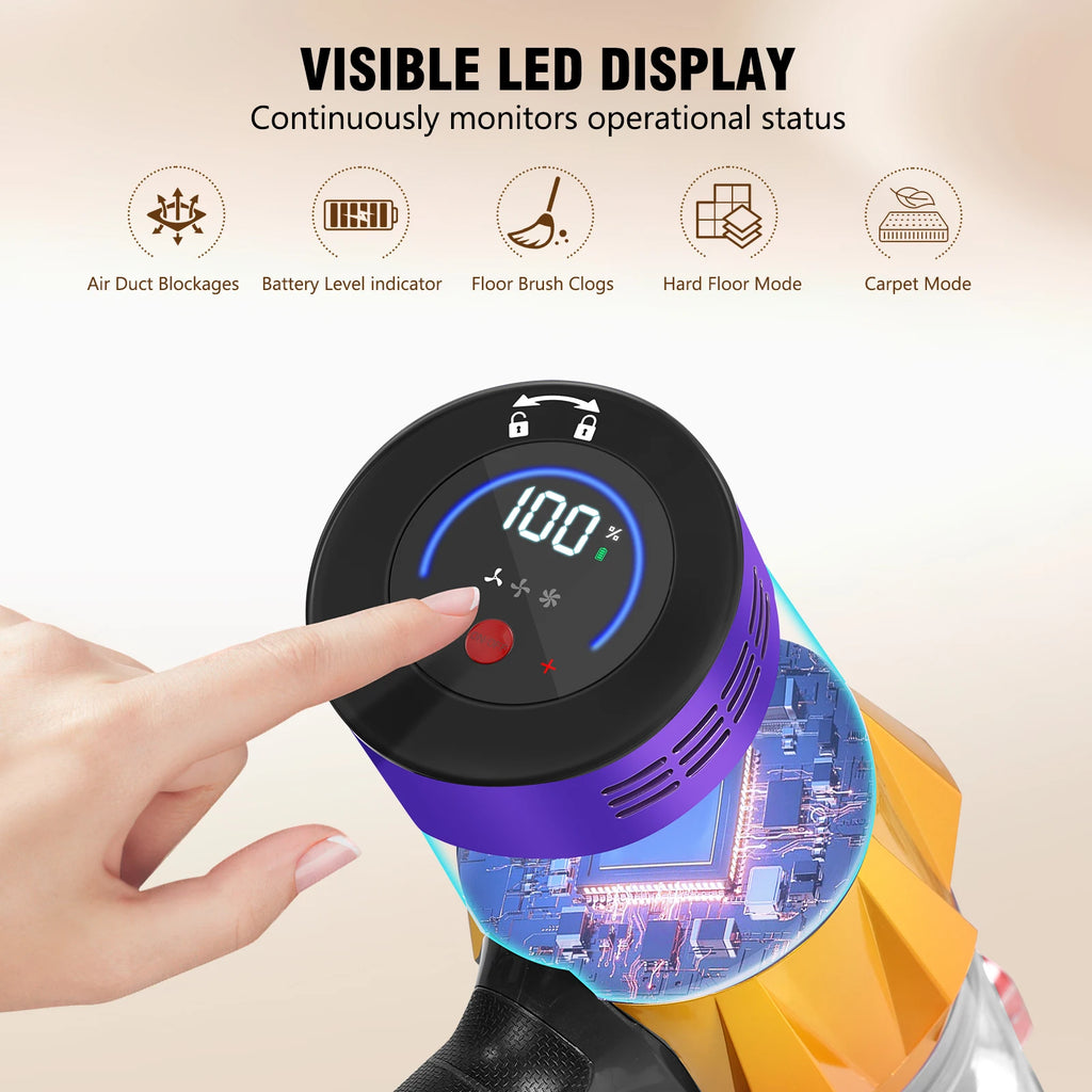 Blossom V18 Cordless Vacuum Cleaner, 550W 45KPA 55Mins Cordless Stick Vacuum Cleaner with Touch Screen, 6 Lbs Very Lightweight