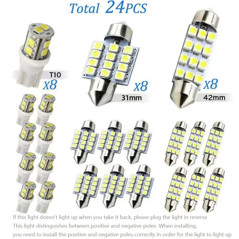Brand New Universal Car Interior Light T10 1156 Festoon 31 42mm Upgrade Kit for Auto Interior Dome License Plate Trunk Lights