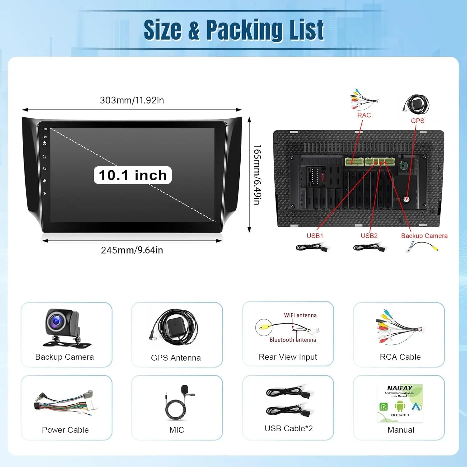 8Core Android Car Stereo for Nissan Sentra 2013 2014 2015 2016 2017 2018 2019 Radio Upgrade 10.1" IPS Touchscreen for Sentra Radio with Carplay Android Auto/Bluetooth/WiFi/FM/GPS/Canbus/MIC