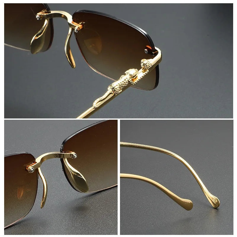 Rimless Sunglasses Oval Fashion Metal Eyeglasses Women Men Shades Square Sun Glasses For Female Male Summer Traveling Oculo