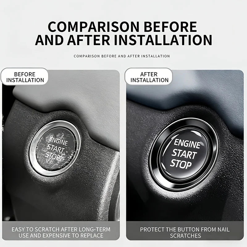 Crystal Transparent Protective Sticker for Car Ignition Switch Button, Suitable for Start/Stop Button Protection Sticker