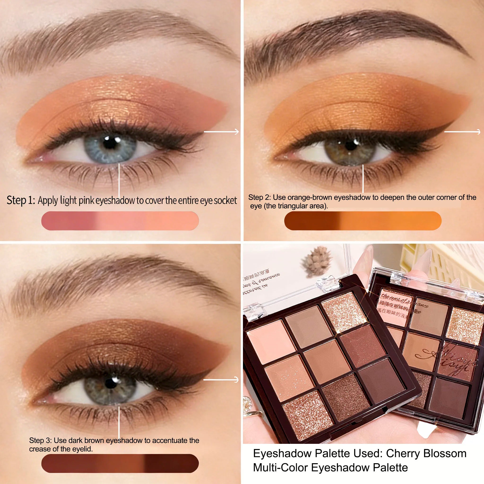 6-Pcs Eye Makeup Set:3D Eyebrow Styling Wild+Liquid Eyeliner+Slim Volume Mascara+9-Color Eyeshadow Palette Easy to Apply Unisex