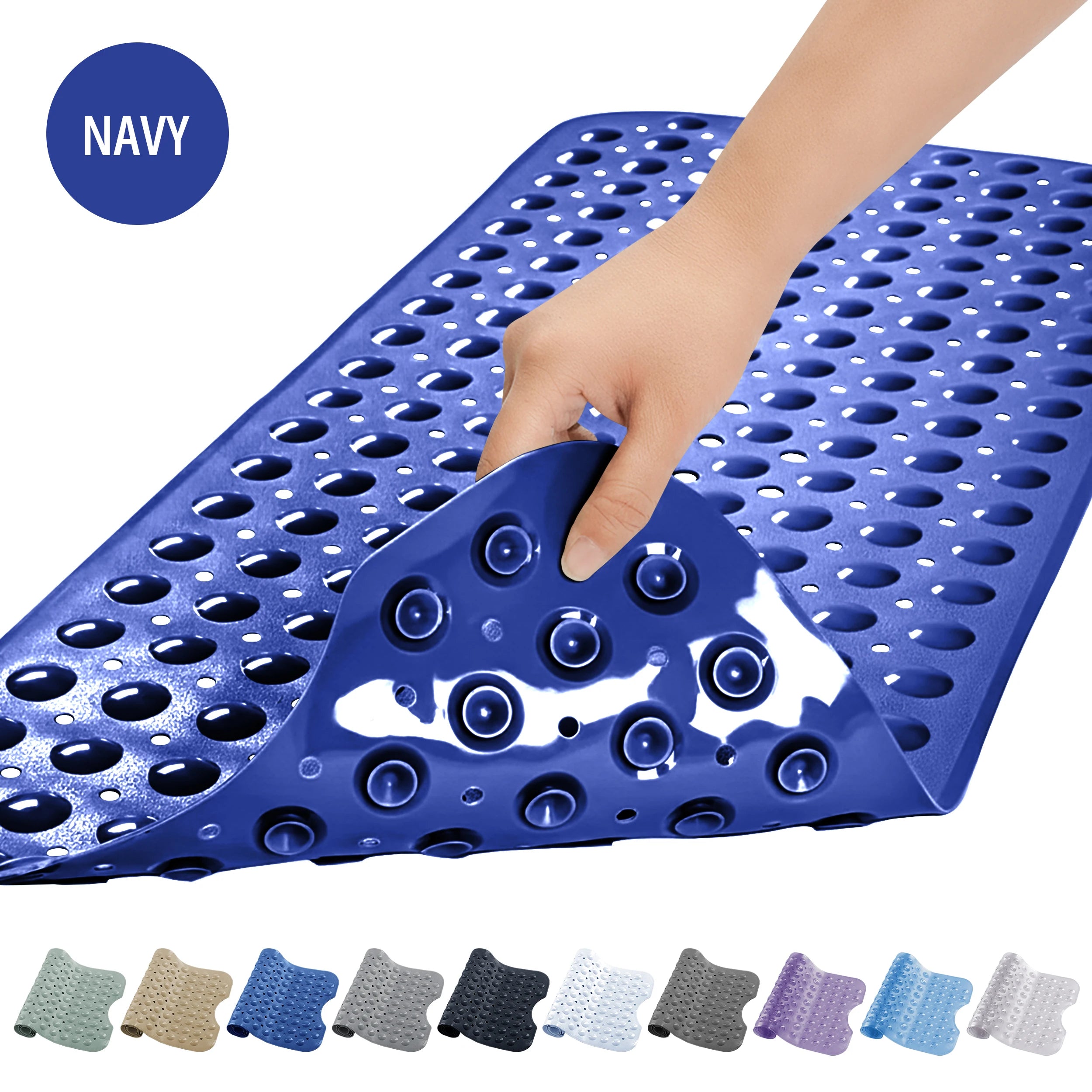 Lux Decor Collection Extra-Large 40x16" Bathtub Mat – Non-Slip Shower Mat with Suction Cups & Drain Hole-  Machine Washable Mat