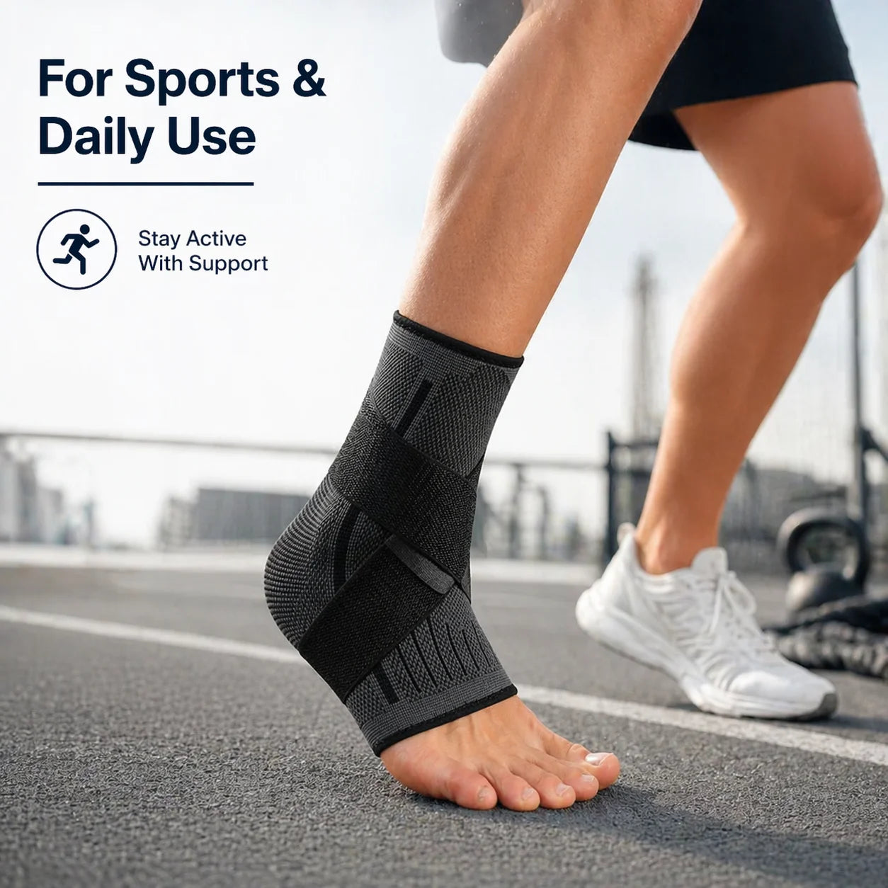 Ankle Support Brace with Adjustable Wrap Breathable Knit Compression Sleeve for Sports Workout Running Walking Fitness Daily Wea