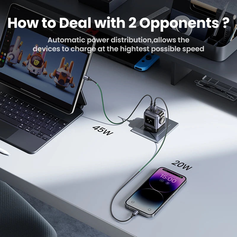 【US Plug】UGREEN 65W 30W GaN Charger Robot Design PD3.0 Fast Charger QC4.0 3.0 PPS for iPhone 18 17 16 Pro Macbook Laptop Table