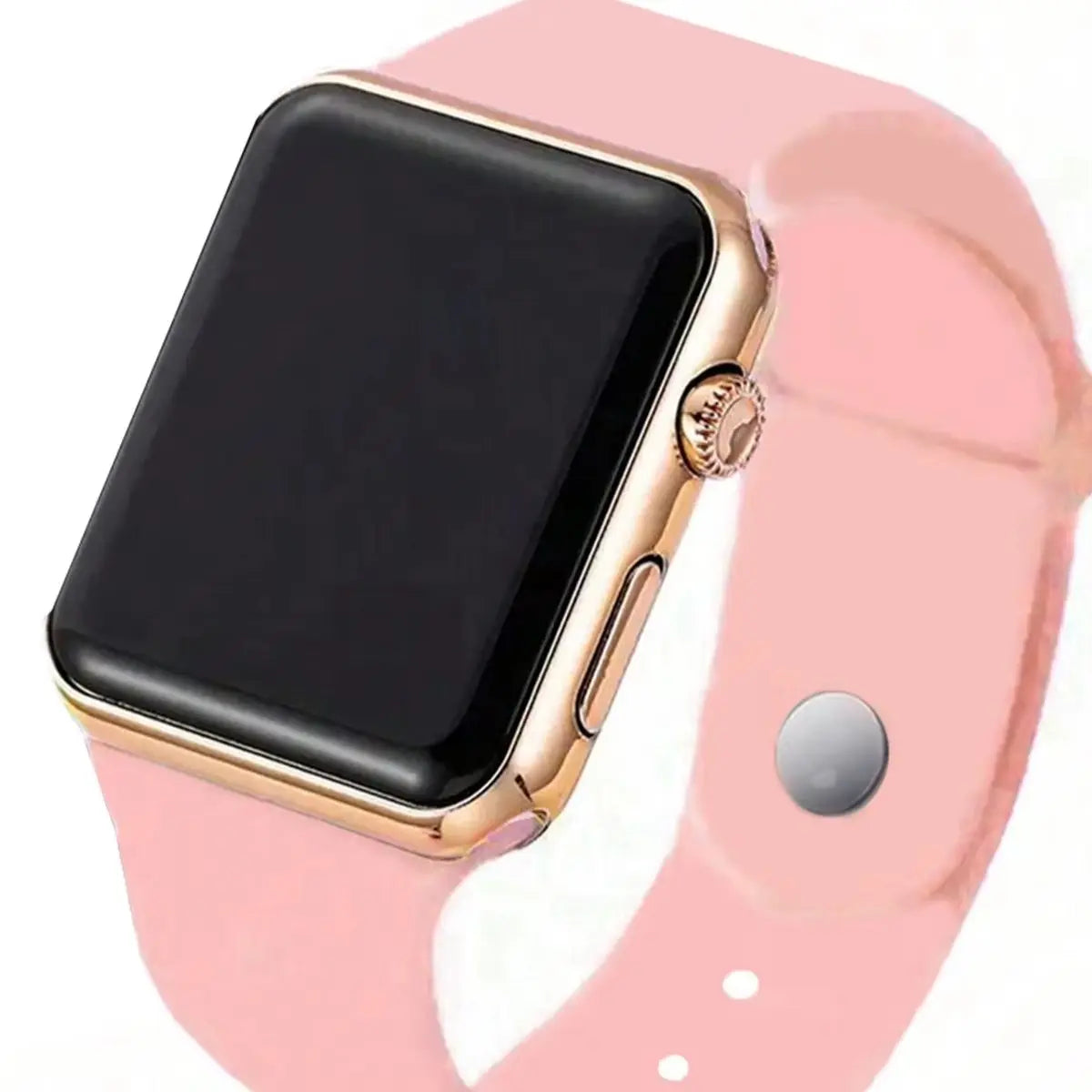 2-Piece Set, Silicone Strap Electronic Watch Set, Black+Pink, Couple's Watch, Square Dial, Digital Display, Casual Everyday Wear.