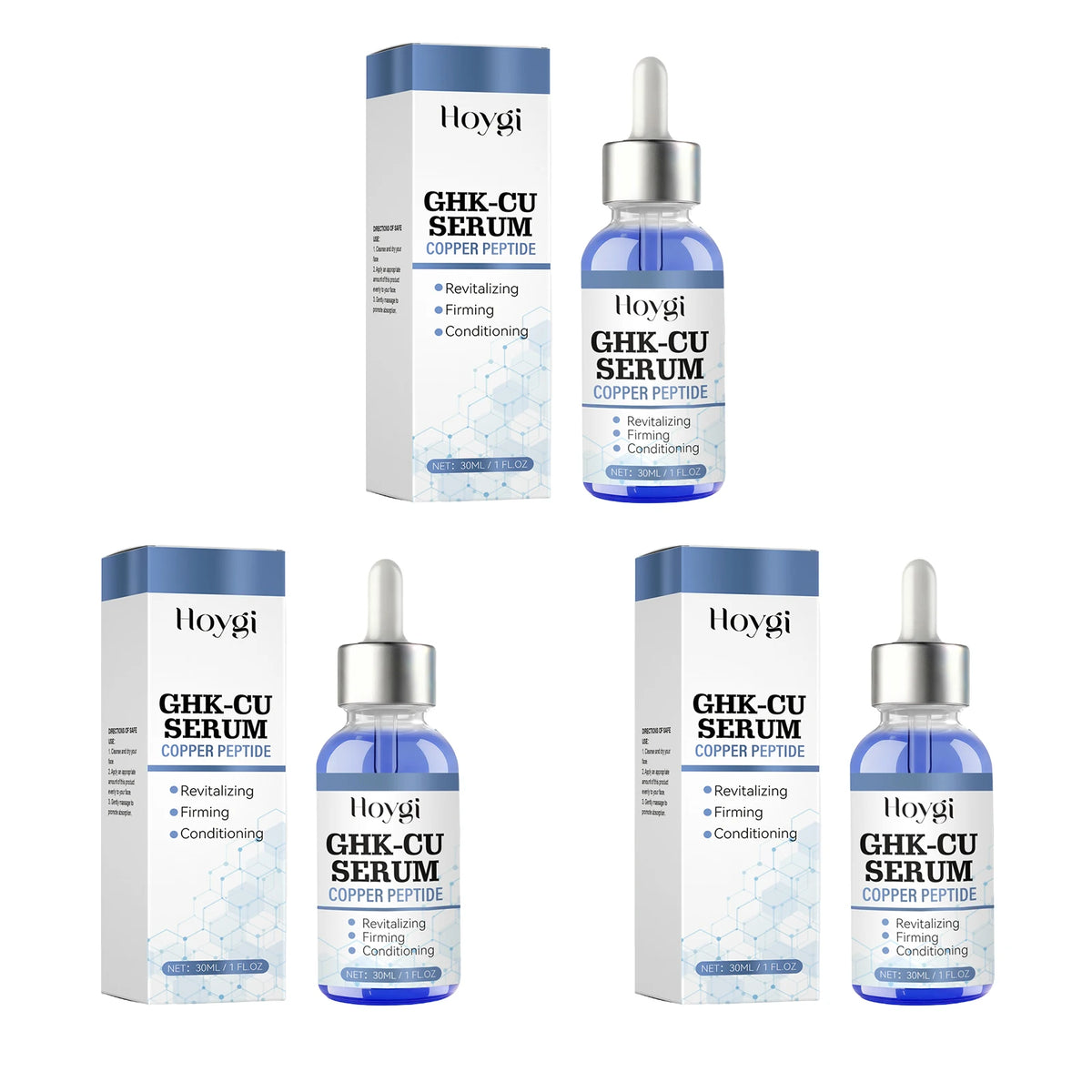Hoygi Ghk-Cu Copper Peptide Face Serum Hyaluronic Acid Barrier Repair Brightening Effect Instant Hydration Skin Firming Anti-Wrinkle Fade Fine Lines Shrink Pores Facial Skin Care