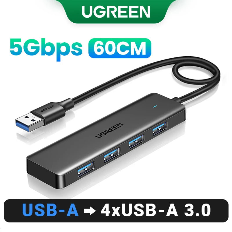 UGREEN USB 3.0 Hub 4 Ports  USB HUB Slim for Mouse Keyboard Compatible with MacBook Pro Air Laptop Desktop PC Xbox PS5 Splitter