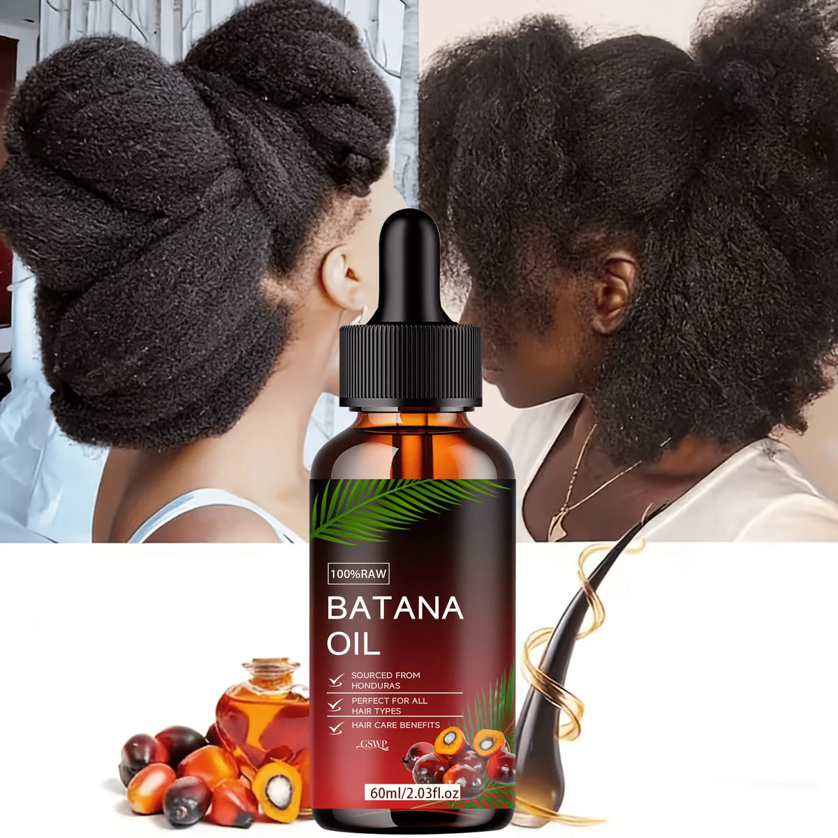 GSWP Batana Oil Hair Oil,Deep moisturizing,Making It Soft And Shiny，deep Conditioning & Strengthening.60ml/120ml