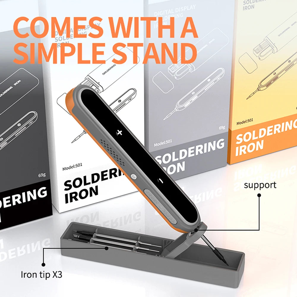 8–15W USB Digital Smart Soldering Iron, Wireless Temperature-Adjustable Mini Soldering Iron Set, Type-C Connector, 180–450°C