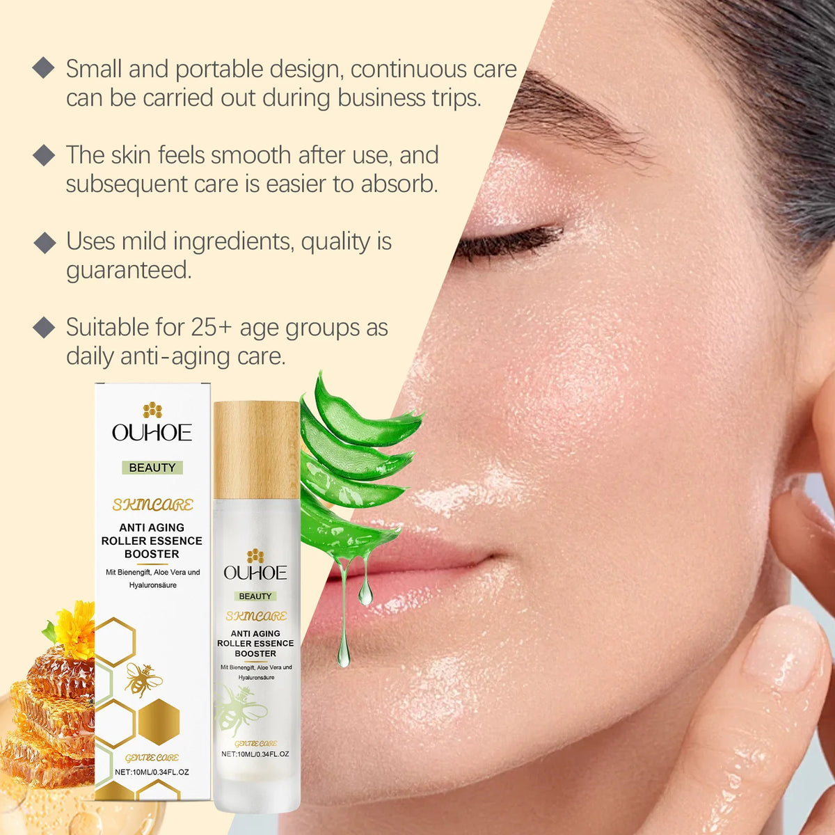 Ouhoe Anti Aging Roller Essence Night Repair Serum Firming Fade Fine Lines Moisturizing Brighten Roll On Facial Skin Care