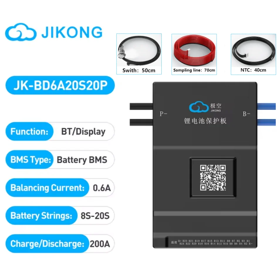 JIKONG Jk Bms BD6A24S12P Active Balance Bms 8S 10S 12S 16S 17S 20S 24S Smart Bms 60A 100A 150A 200A Lifepo4 Li-Ion Lto Battery
