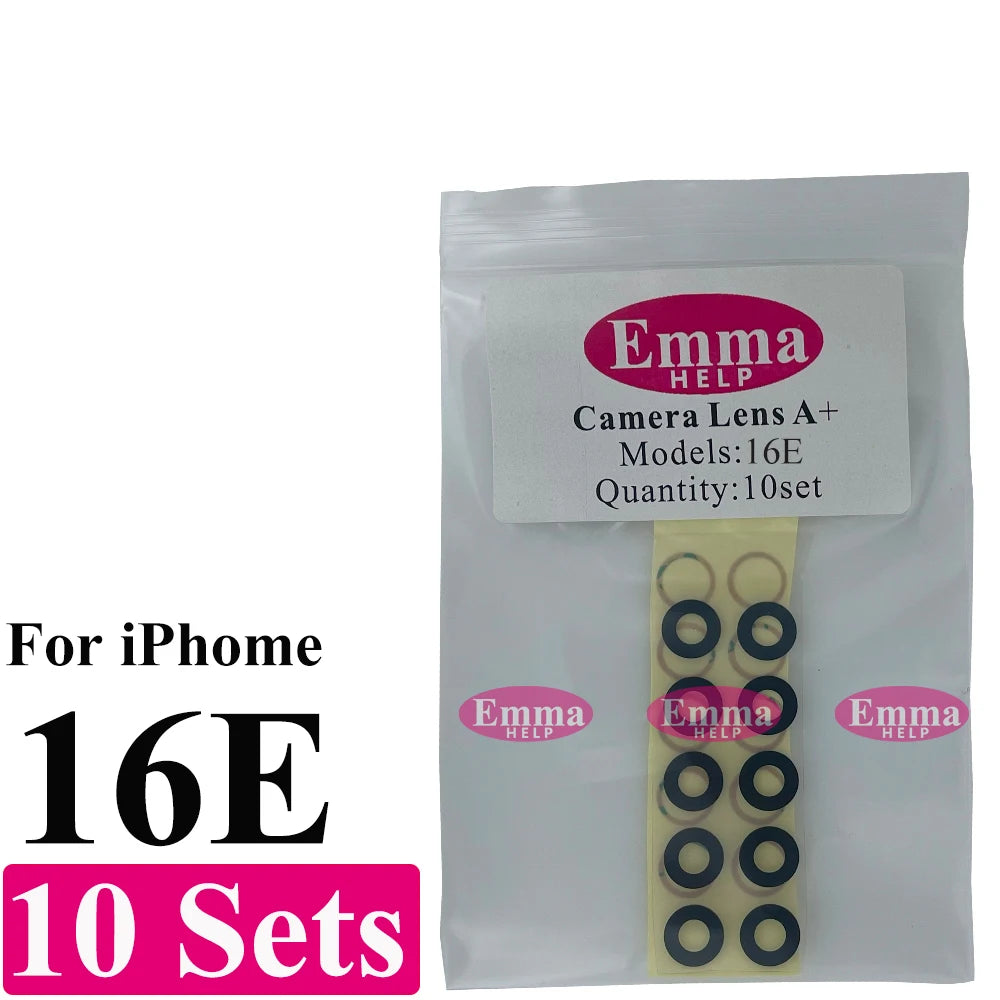 EmmaHelp 10set Back Camera Glass for iPhone 15 14 13 12 16 17 Pro Max Rear Camera Lens Cover Replacement Sticker A+