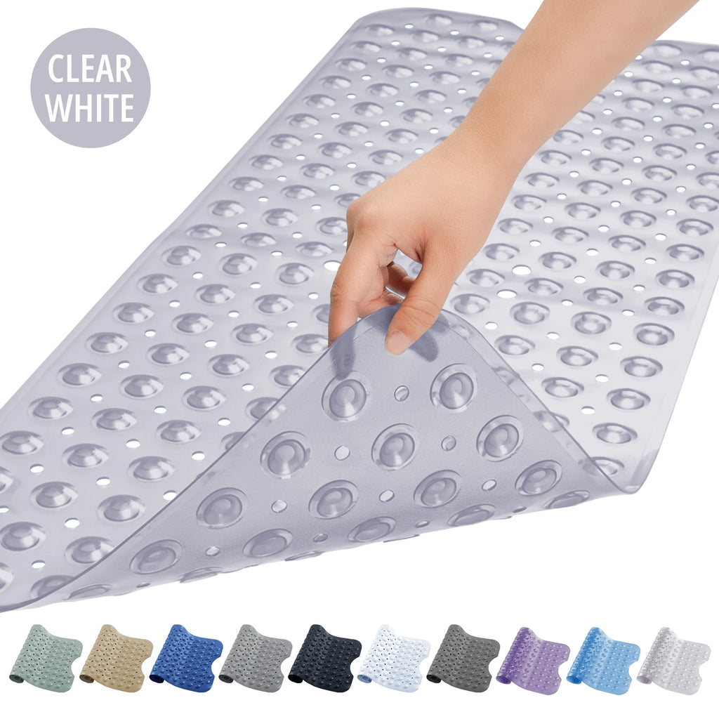 Lux Decor Collection Extra-Large 40x16" Bathtub Mat – Non-Slip Shower Mat with Suction Cups & Drain Hole-  Machine Washable Mat