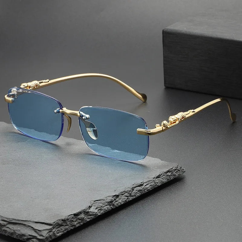 Rimless Sunglasses Oval Fashion Metal Eyeglasses Women Men Shades Square Sun Glasses For Female Male Summer Traveling Oculo