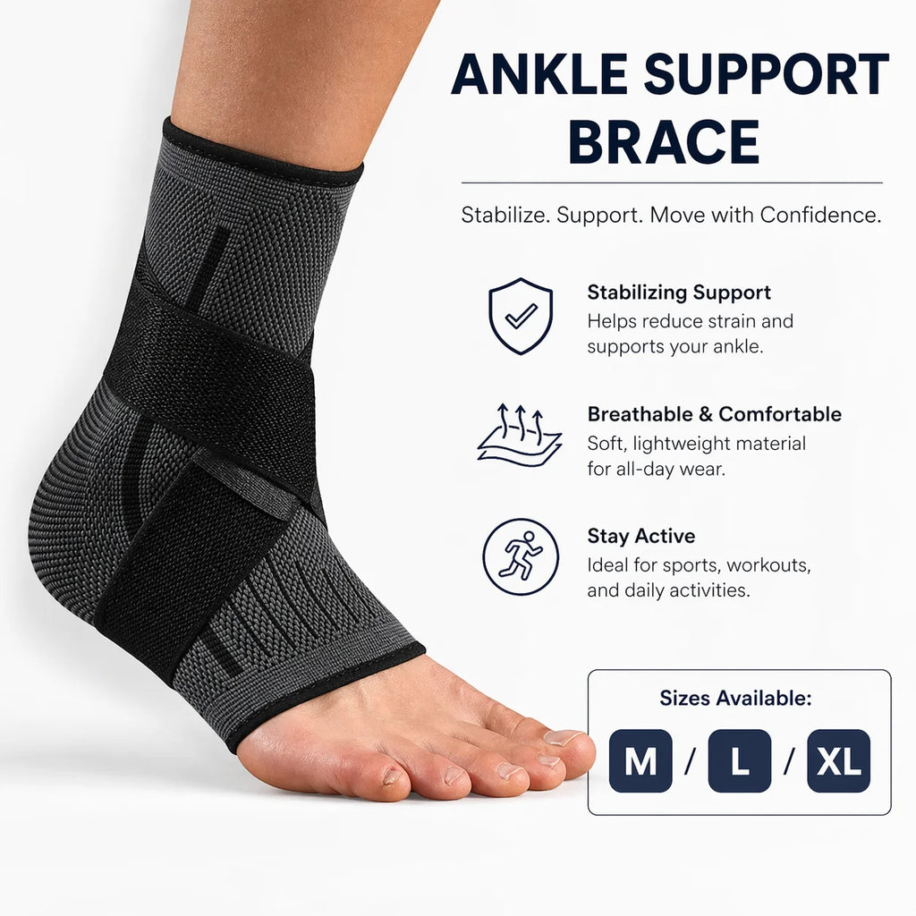 Ankle Support Brace with Adjustable Wrap Breathable Knit Compression Sleeve for Sports Workout Running Walking Fitness Daily Wea