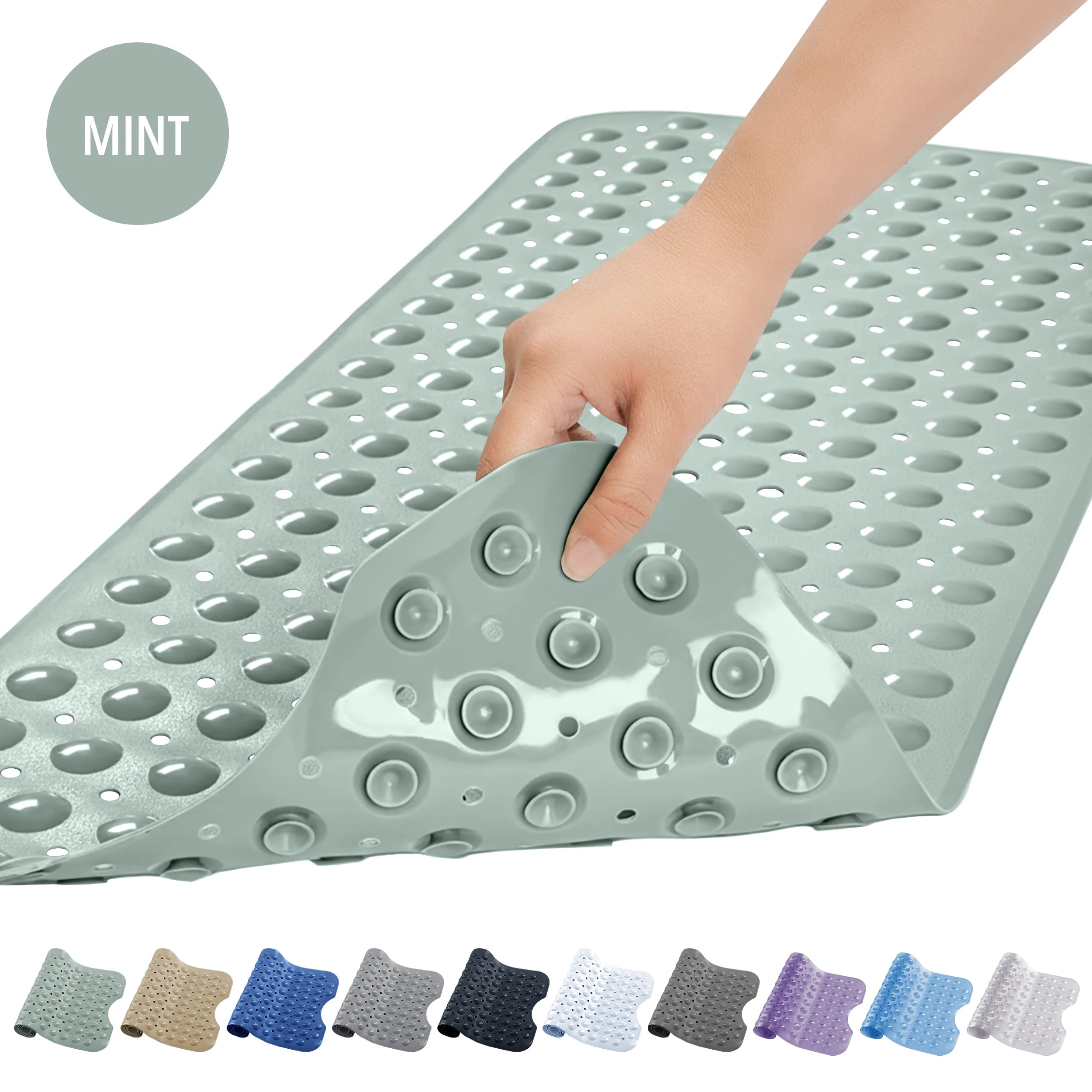 Lux Decor Collection Extra-Large 40x16" Bathtub Mat – Non-Slip Shower Mat with Suction Cups & Drain Hole-  Machine Washable Mat